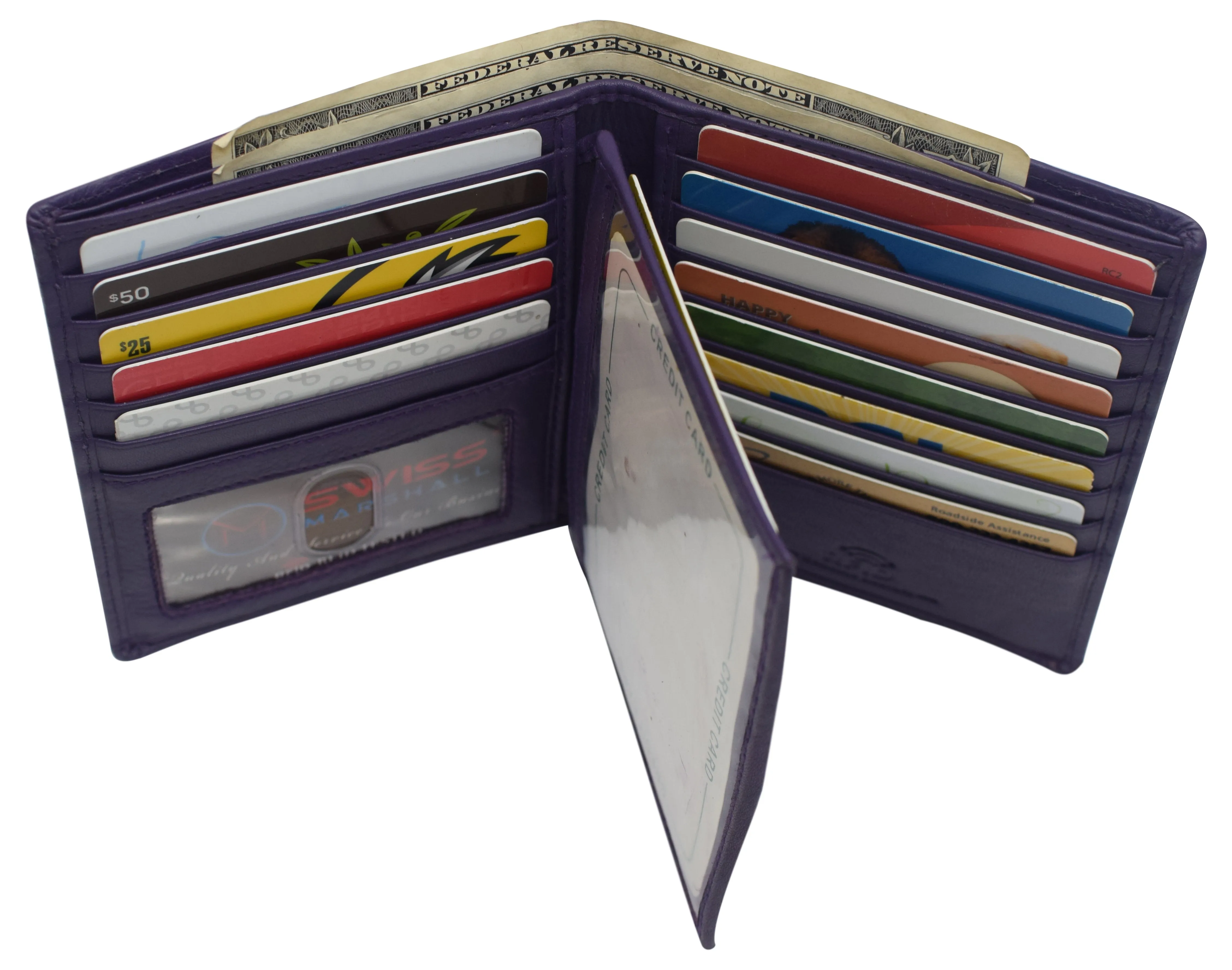 Napa Leather Hipster Bifold Wallet for Men With ID Window and RFID Blocking
