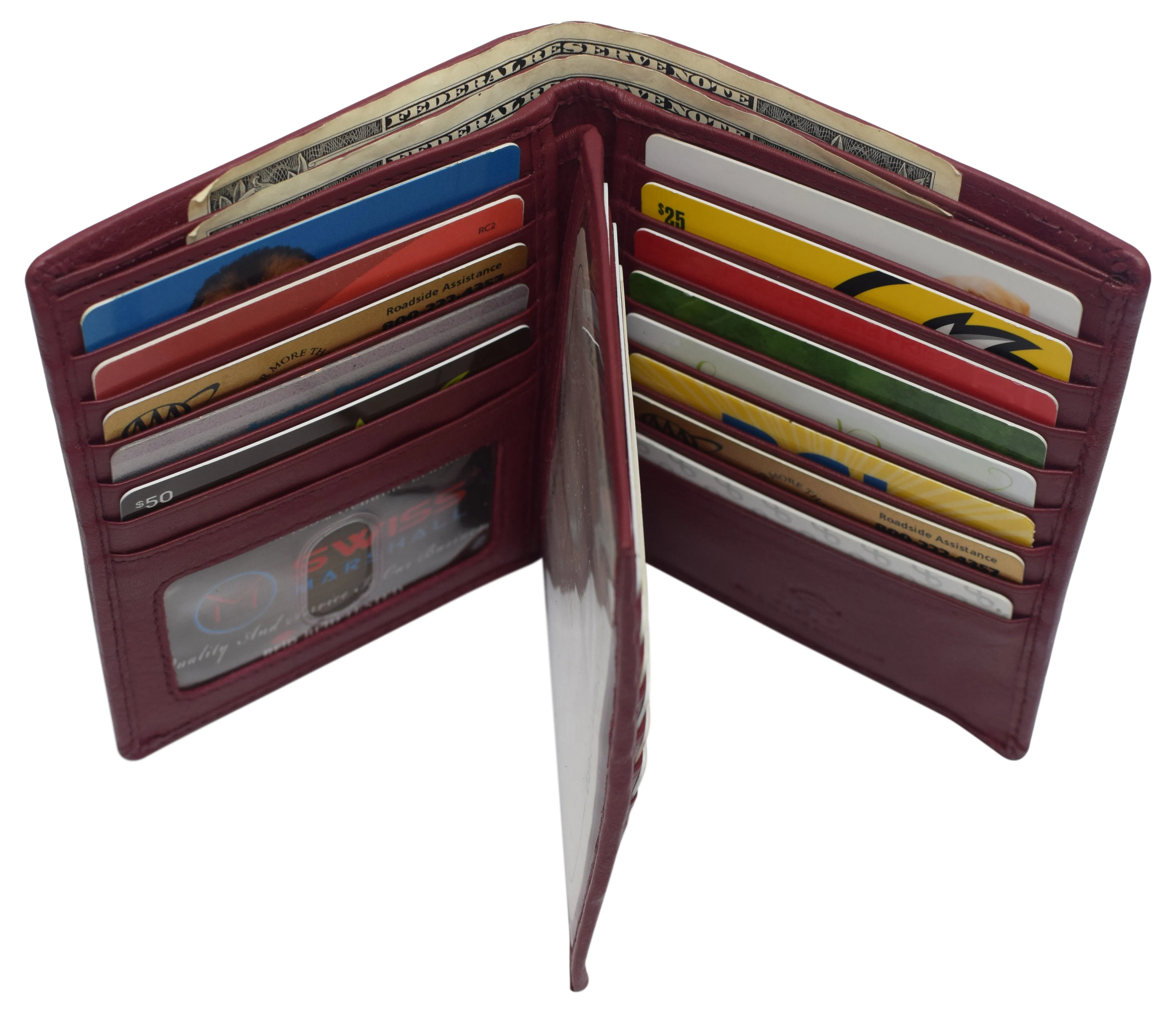 Napa Leather Hipster Bifold Wallet for Men With ID Window and RFID Blocking