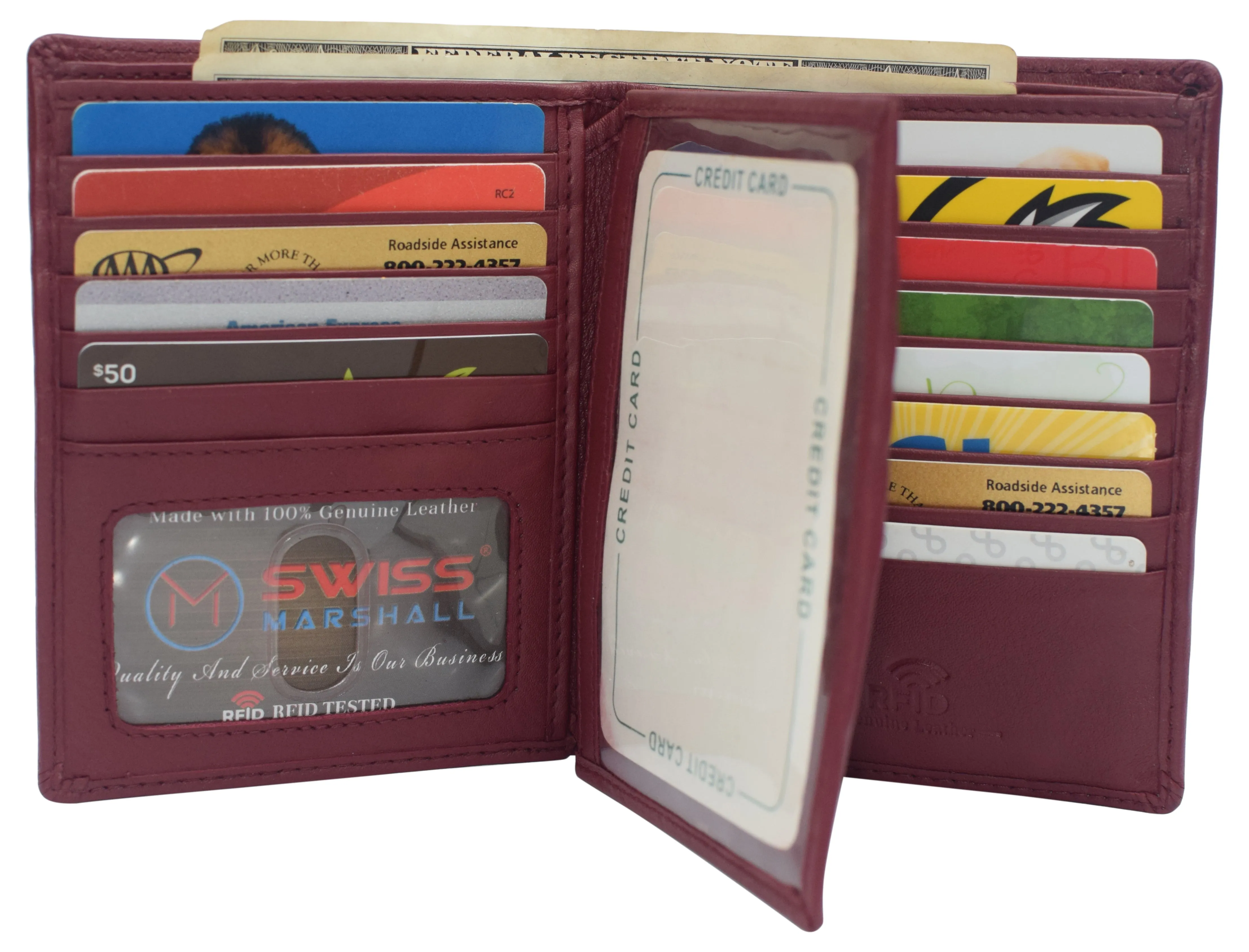 Napa Leather Hipster Bifold Wallet for Men With ID Window and RFID Blocking