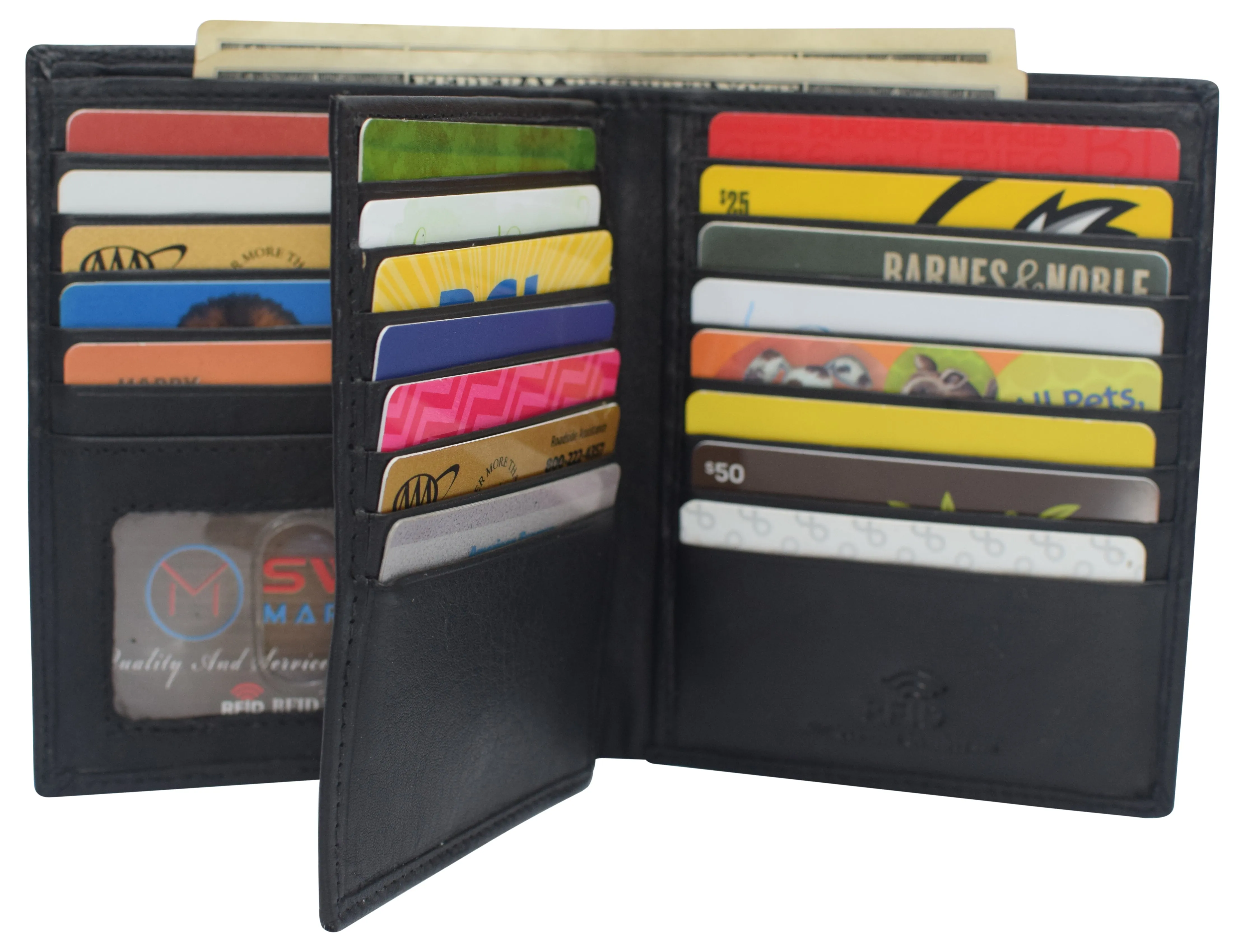 Napa Leather Hipster Bifold Wallet for Men With ID Window and RFID Blocking