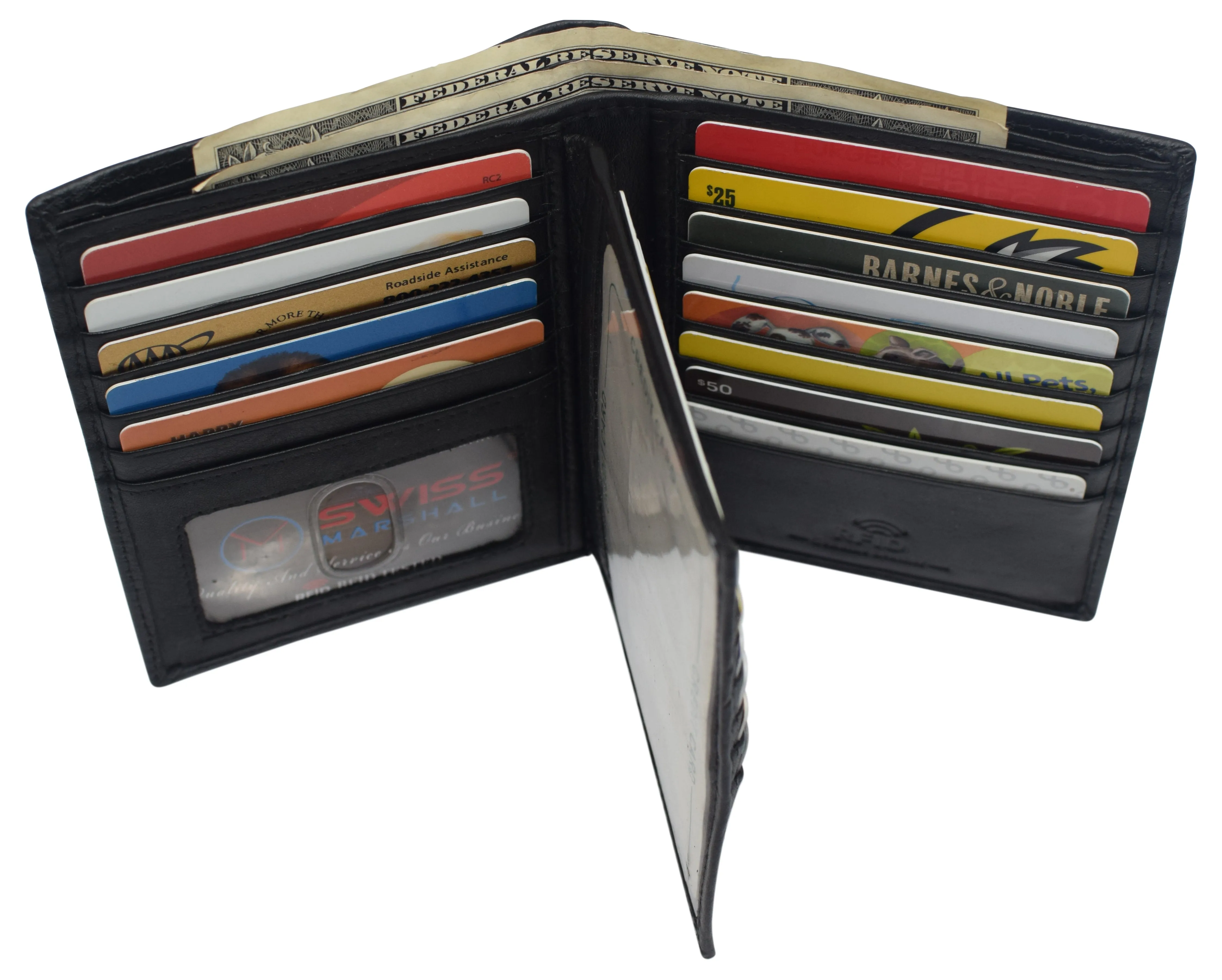 Napa Leather Hipster Bifold Wallet for Men With ID Window and RFID Blocking