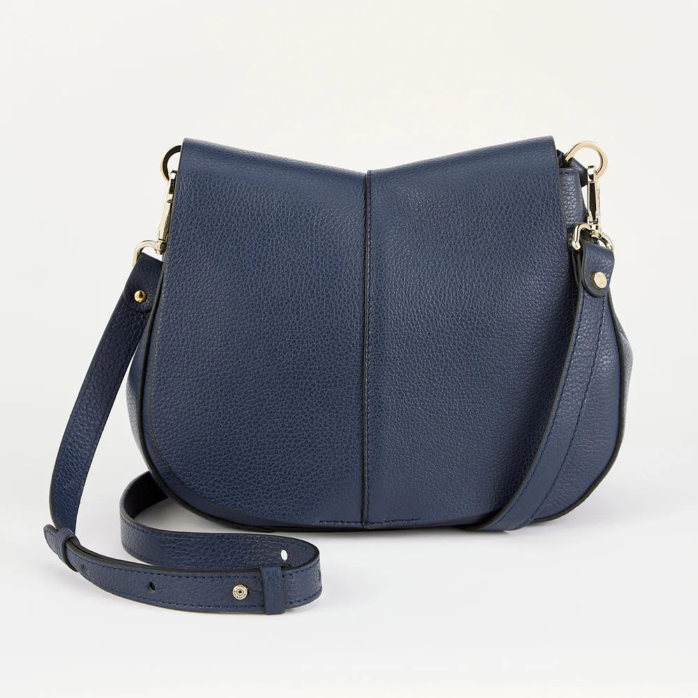 Navy Leather Helena Saddle Bag