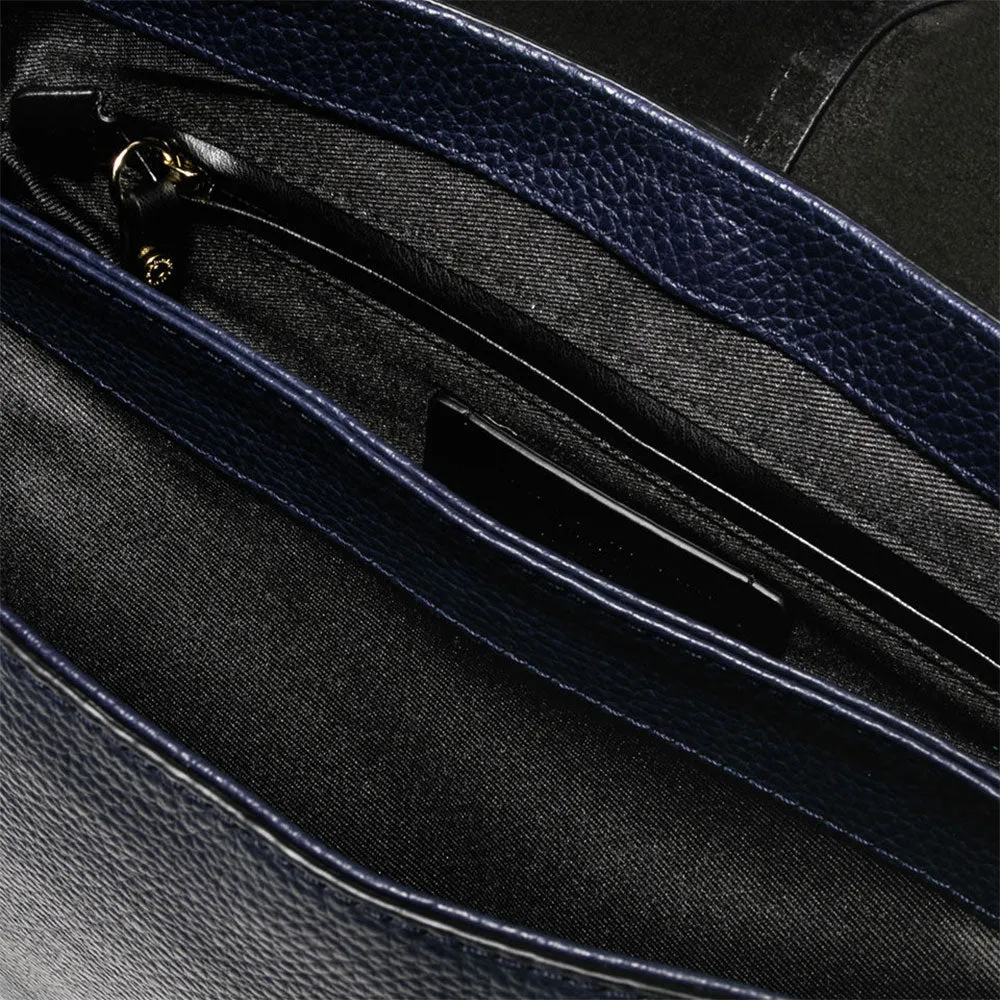 Navy Leather Helena Saddle Bag
