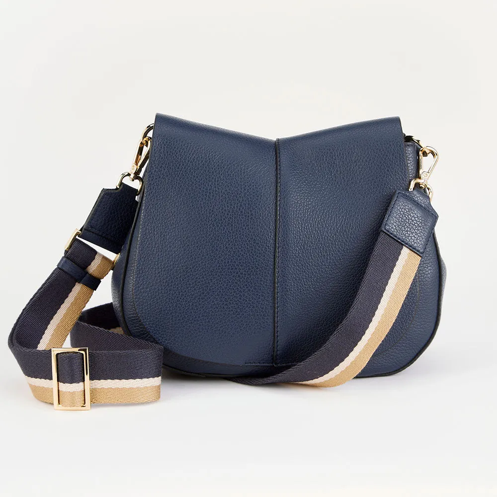Navy Leather Helena Saddle Bag