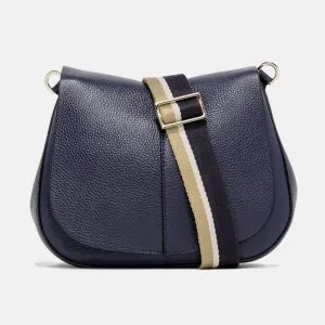 Navy Leather Helena Saddle Bag