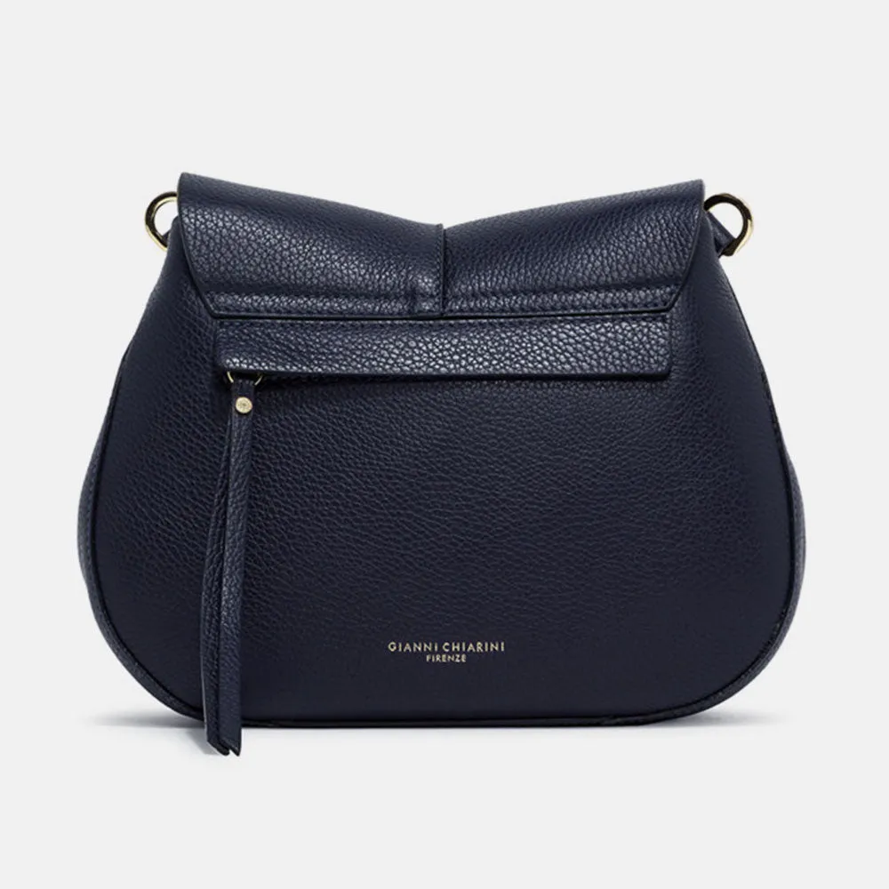 Navy Leather Helena Saddle Bag