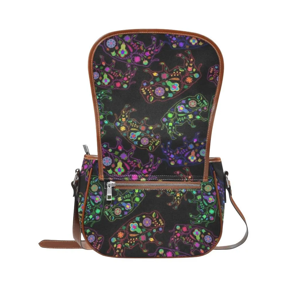 Neon Floral Buffalos Saddle Bag/Large