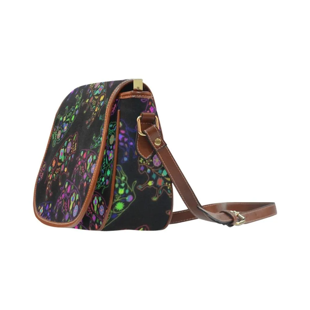 Neon Floral Buffalos Saddle Bag/Large