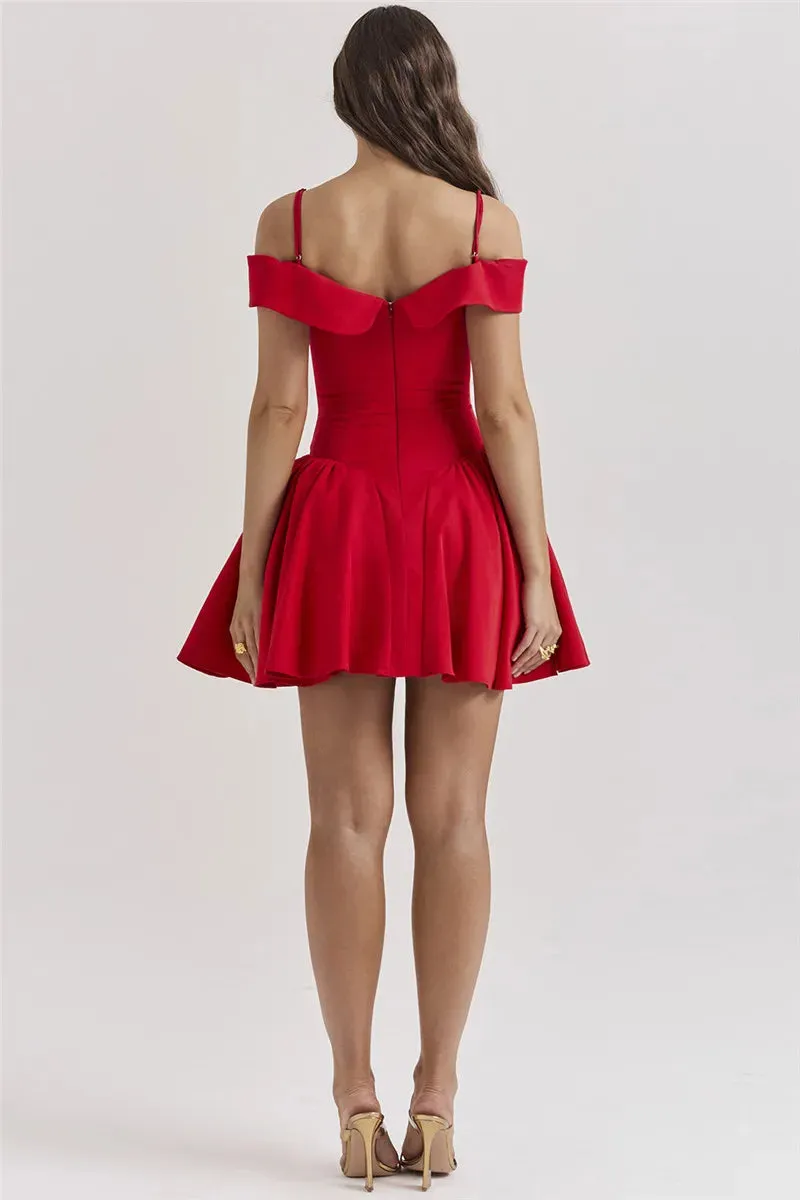 Off-Shoulder Frill Stylish Mini Dress