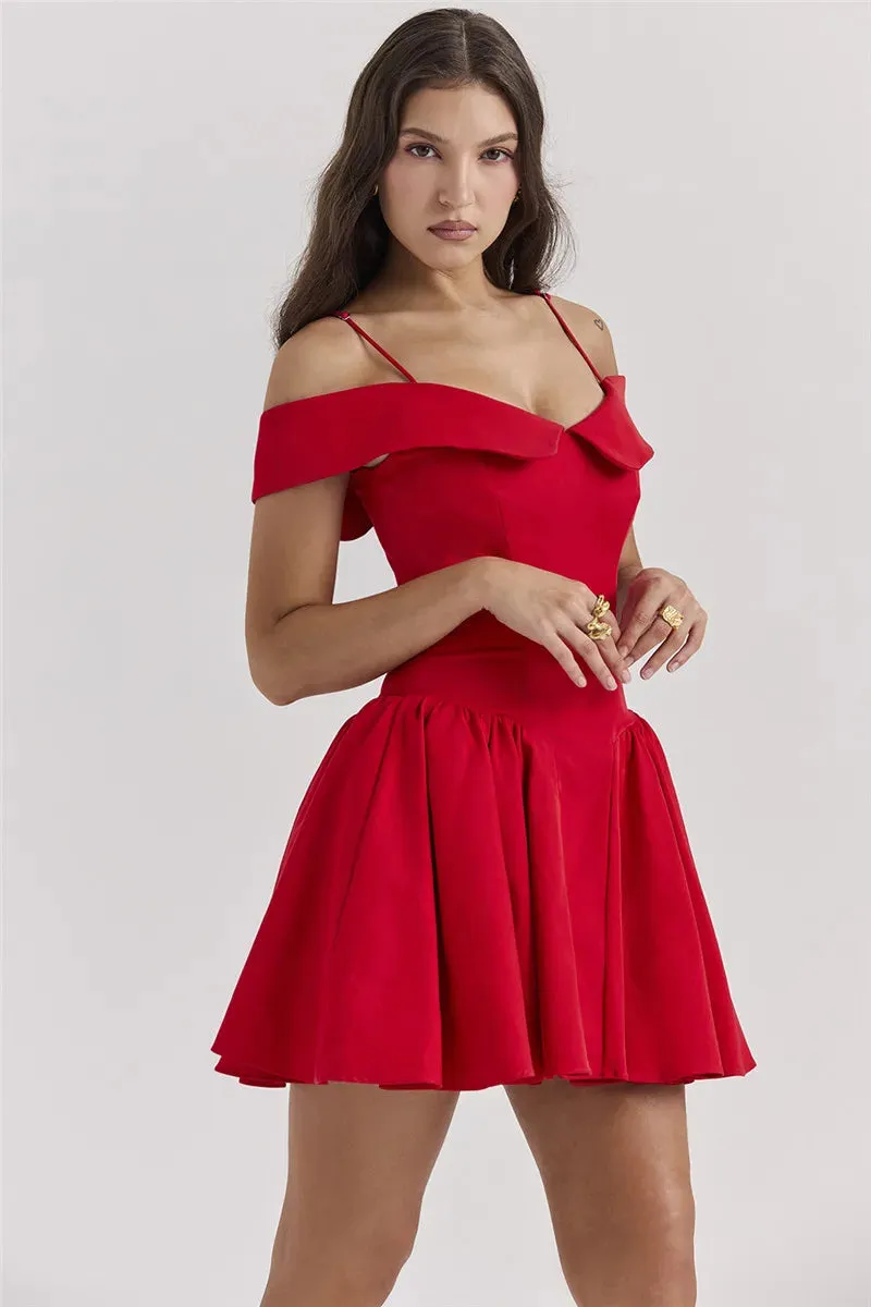 Off-Shoulder Frill Stylish Mini Dress