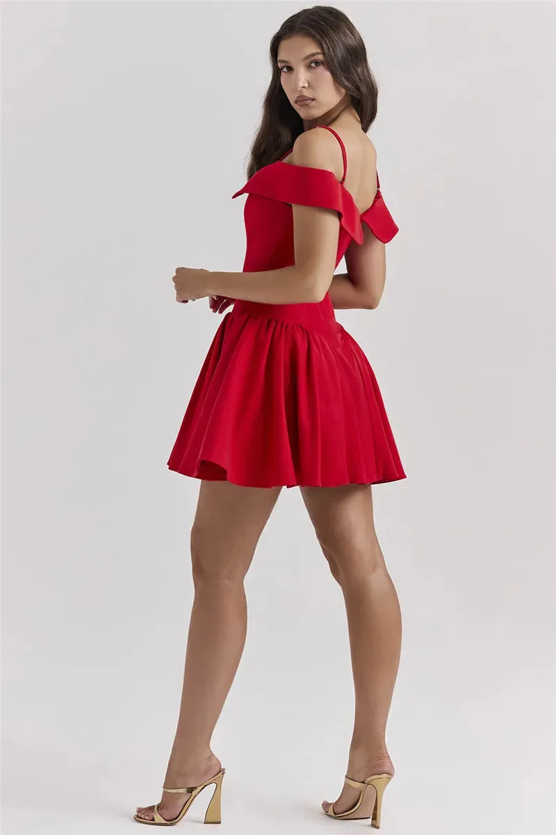 Off-Shoulder Frill Stylish Mini Dress