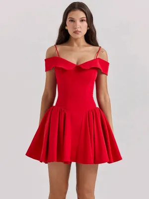 Off-Shoulder Frill Stylish Mini Dress