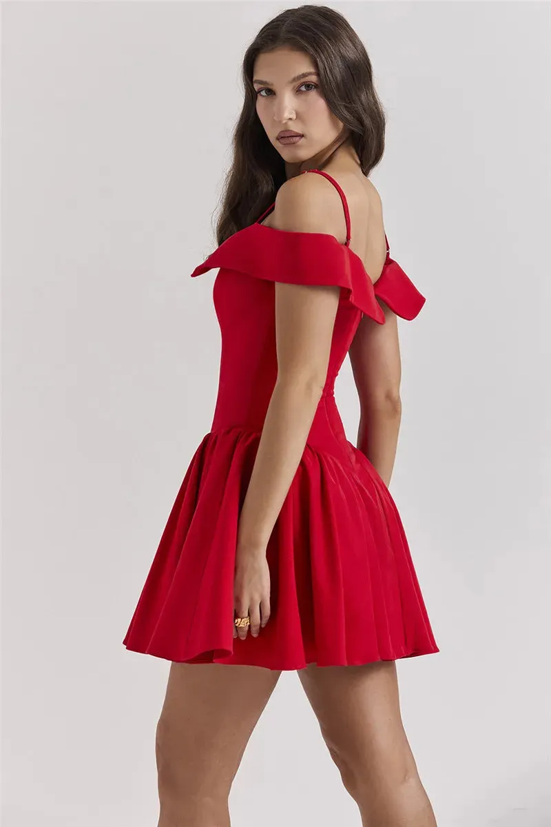 Off-Shoulder Frill Stylish Mini Dress