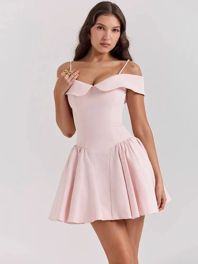 Off-Shoulder Frill Stylish Mini Dress