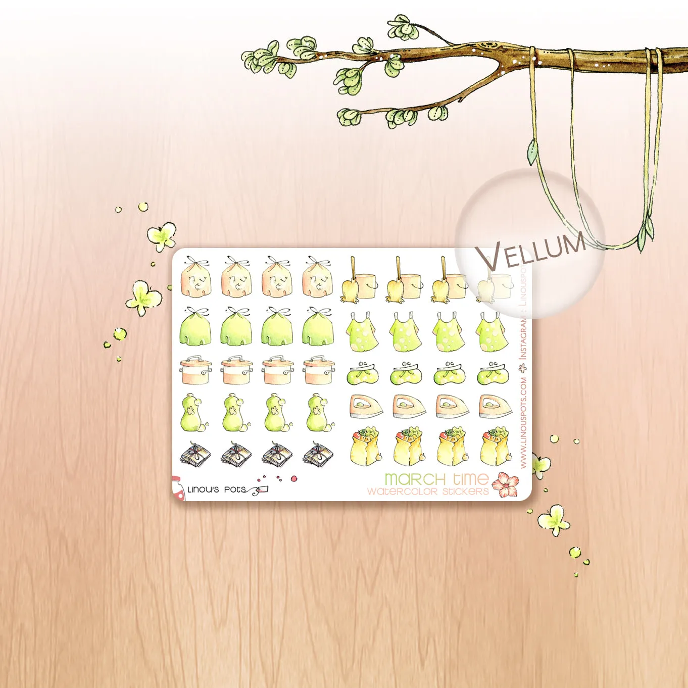 Off The Clock - Watercolor Planner Stickers MINI - House Chores