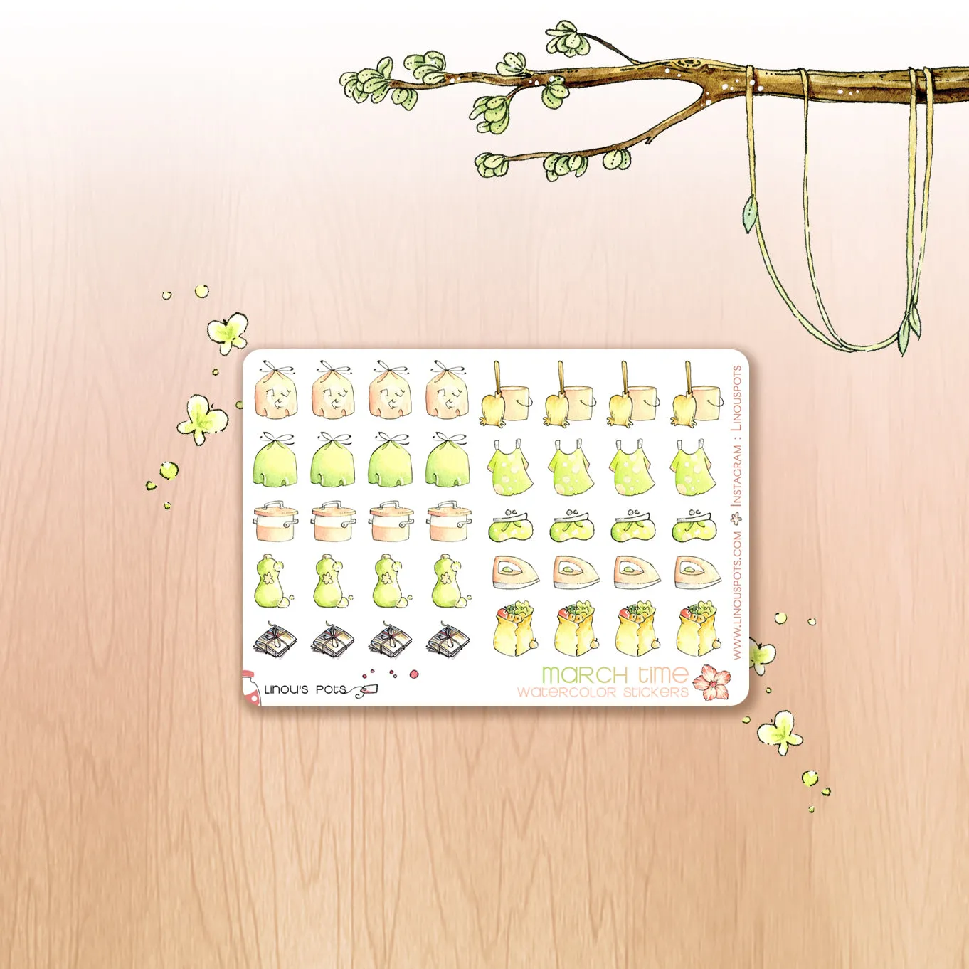 Off The Clock - Watercolor Planner Stickers MINI - House Chores