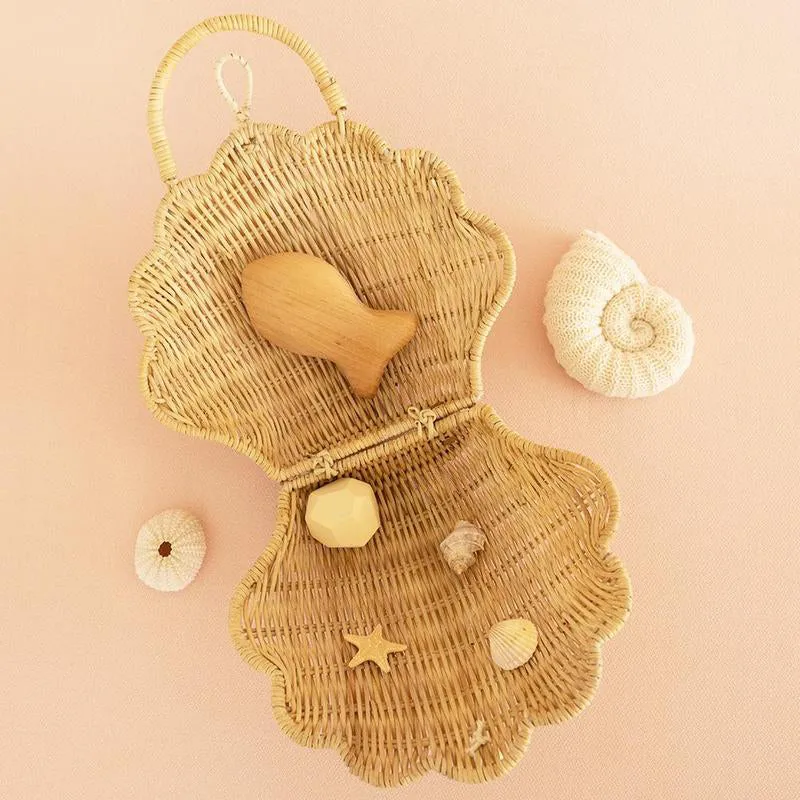 Olli Ella Rattan Shell Bag - Straw