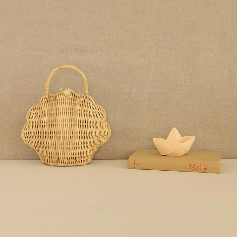 Olli Ella Rattan Shell Bag - Straw