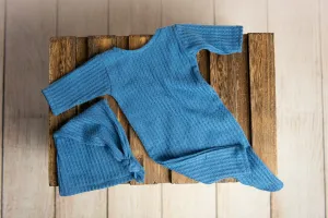 Open Foot Pajamas - Perforated - Denim