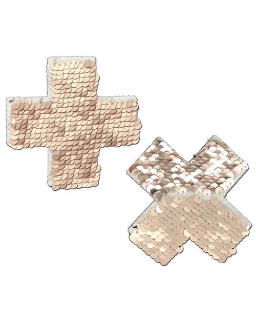 Pastease Plus X Rose Gold Shiny & Matte Flip Sequined Nipple Pasties