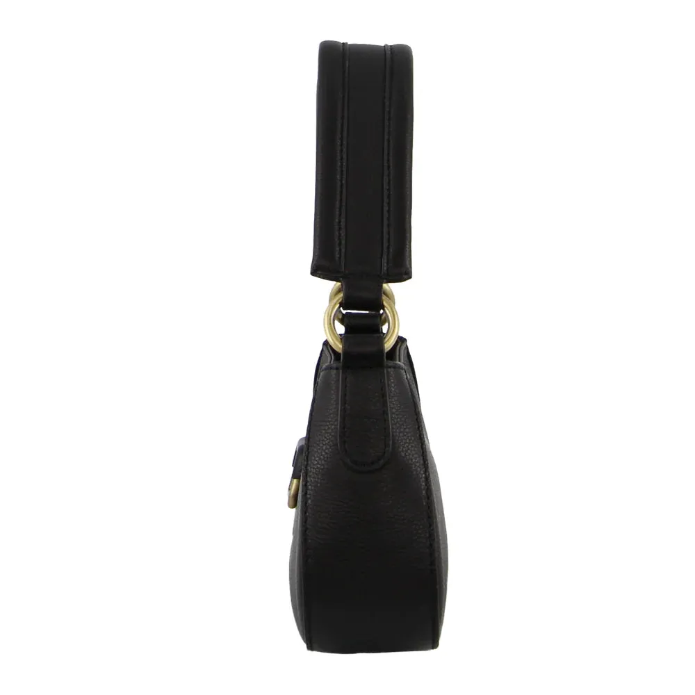 Pierre Cardin Ladies leather Flap Over Bag - Black