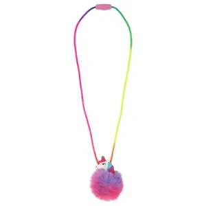 Pink Poppy Unicorn Pom Pom Necklace