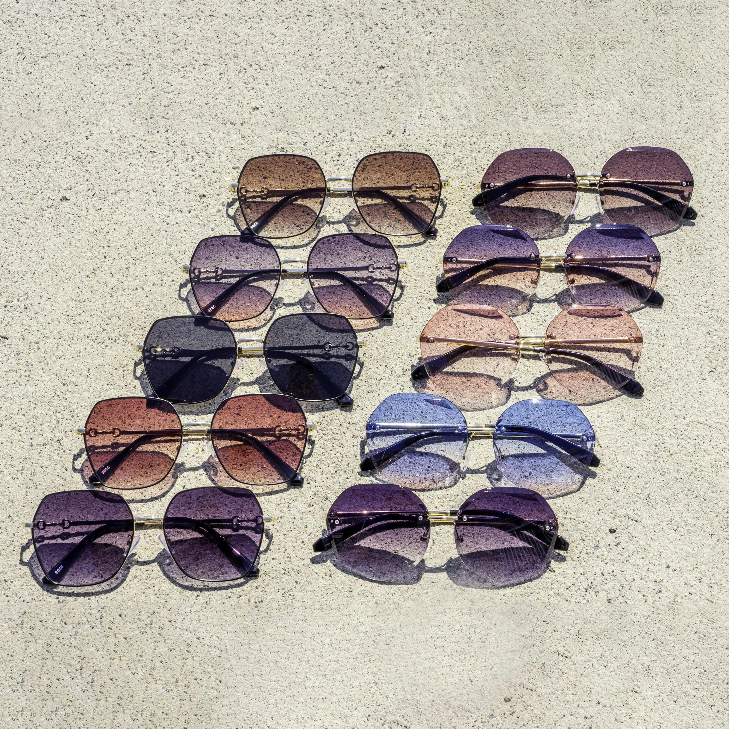 Polygon Stylish Oversized Gradient Sunglasses
