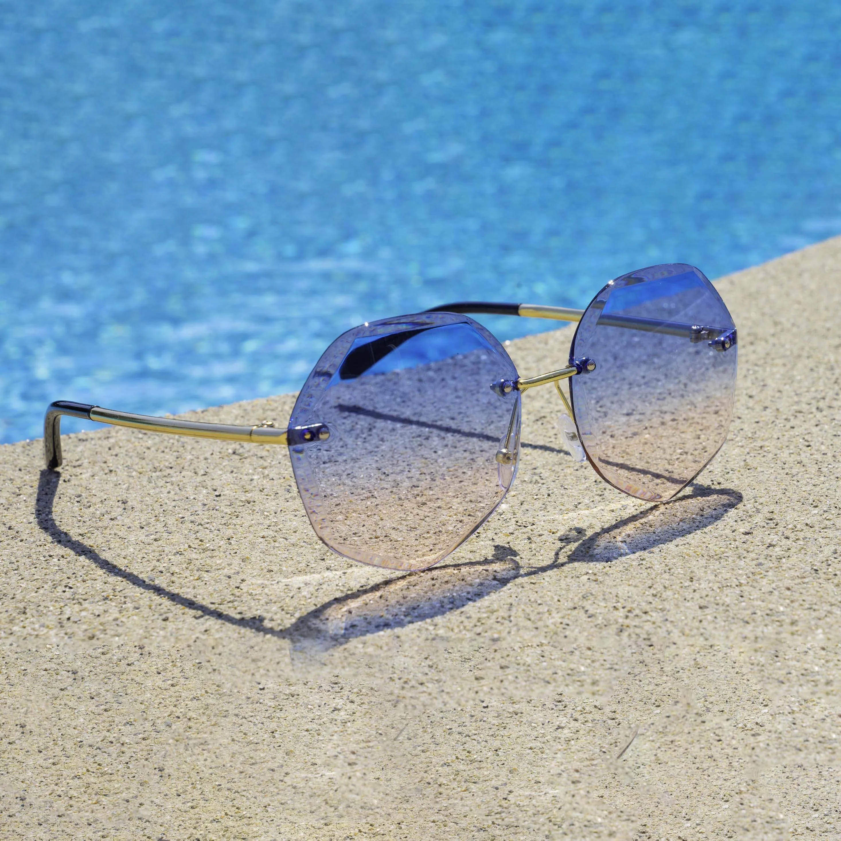 Polygon Stylish Oversized Gradient Sunglasses
