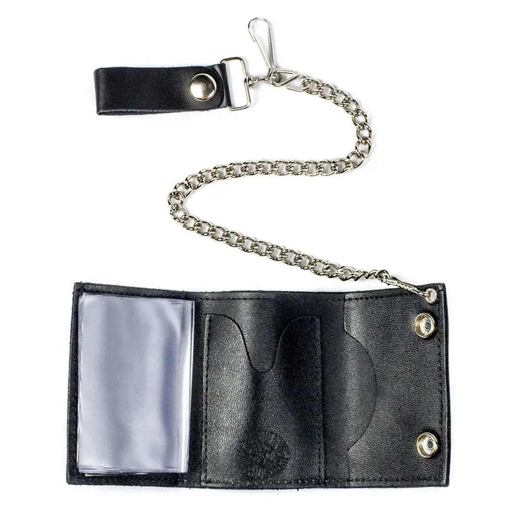 Pot Leaf Tri-Fold Biker Wallet w/ Chain