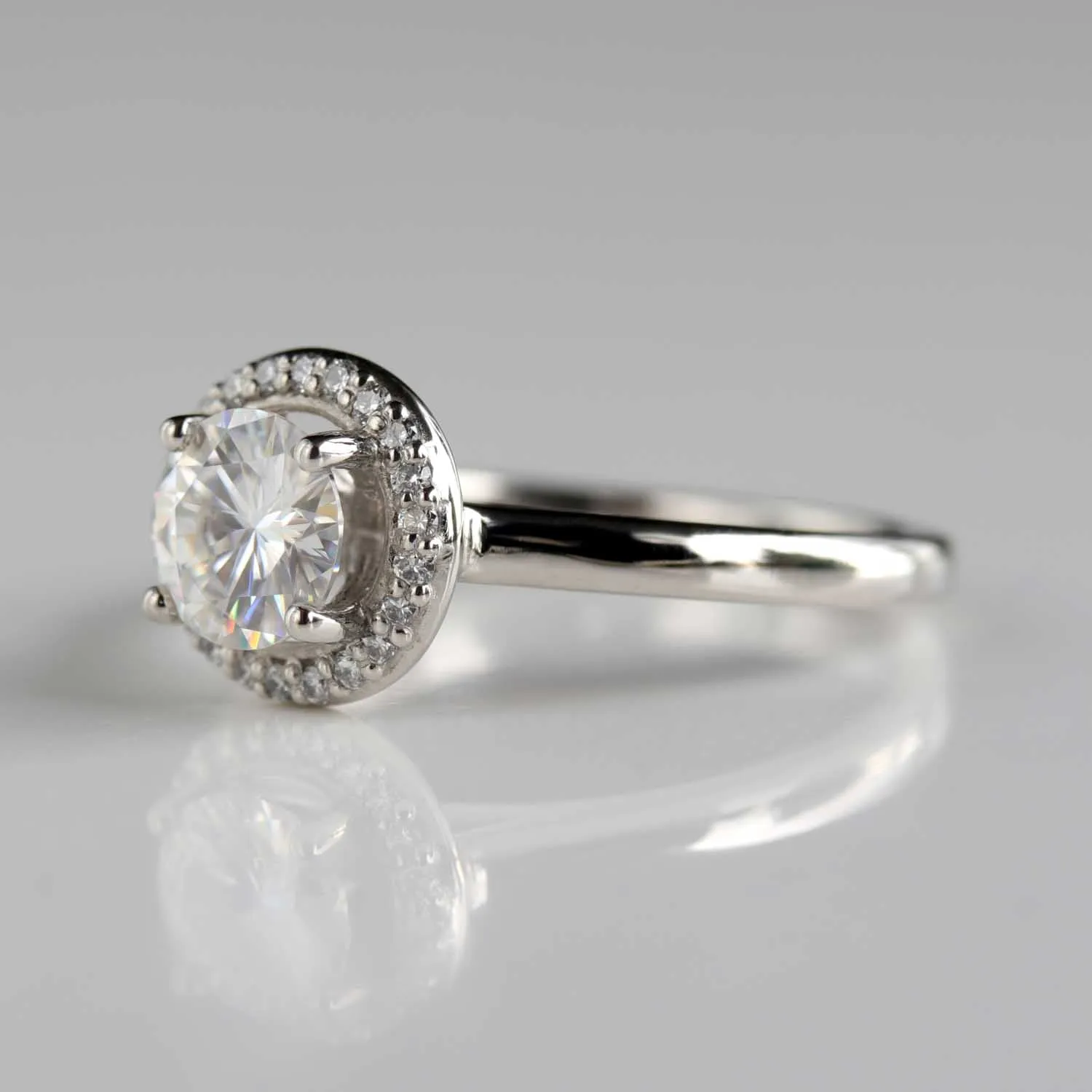 Prong-set Halo Solitaire Engagement Ring