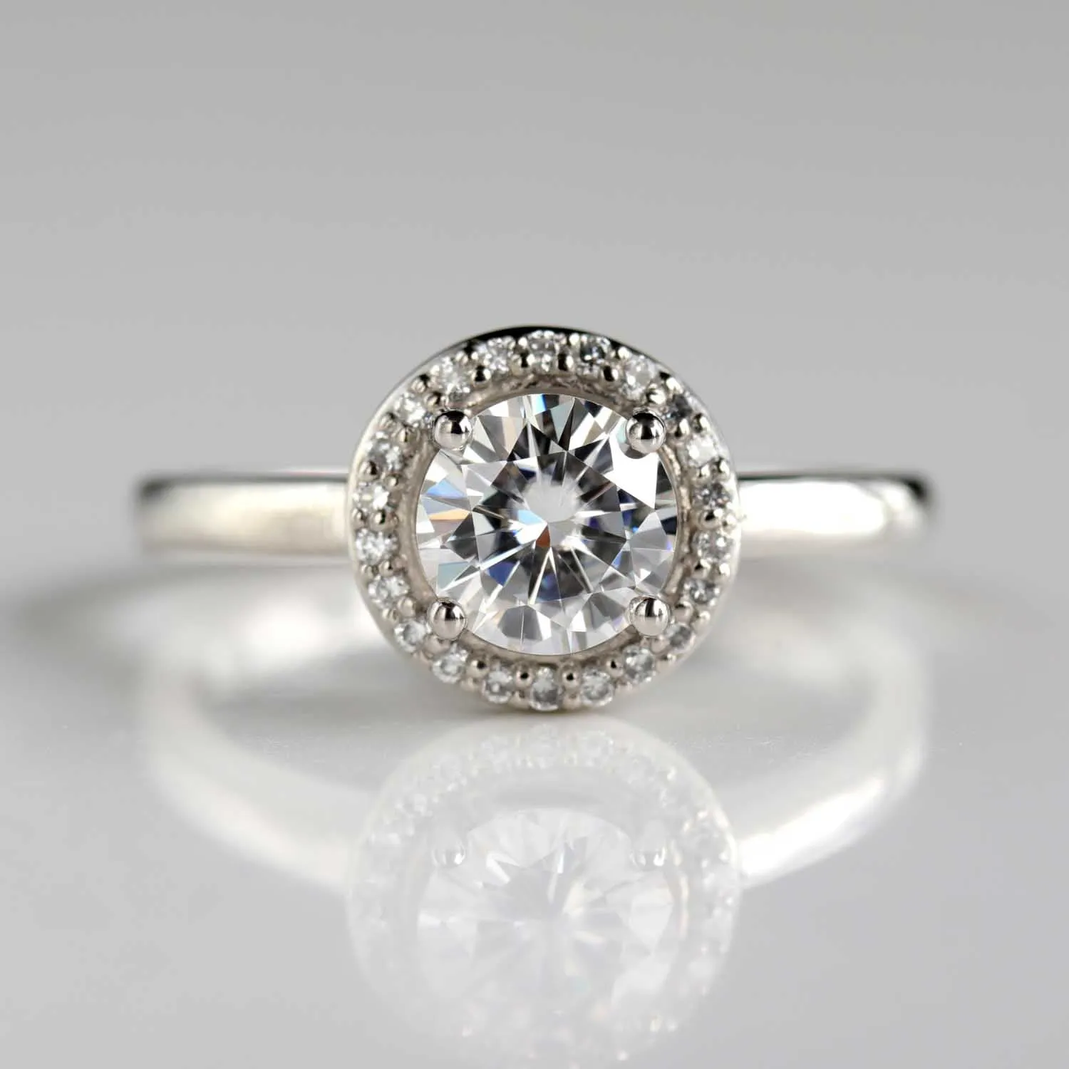 Prong-set Halo Solitaire Engagement Ring