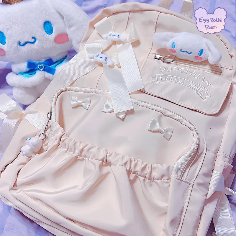 Purple Devil Cinnamon Dog Pocha Dog Bow Student Backpack Bag