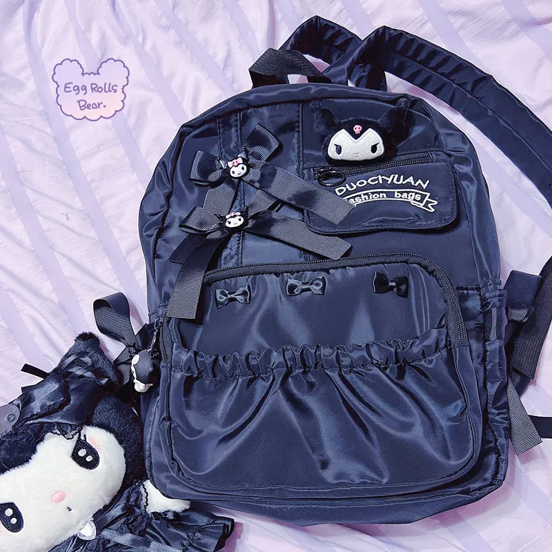 Purple Devil Cinnamon Dog Pocha Dog Bow Student Backpack Bag