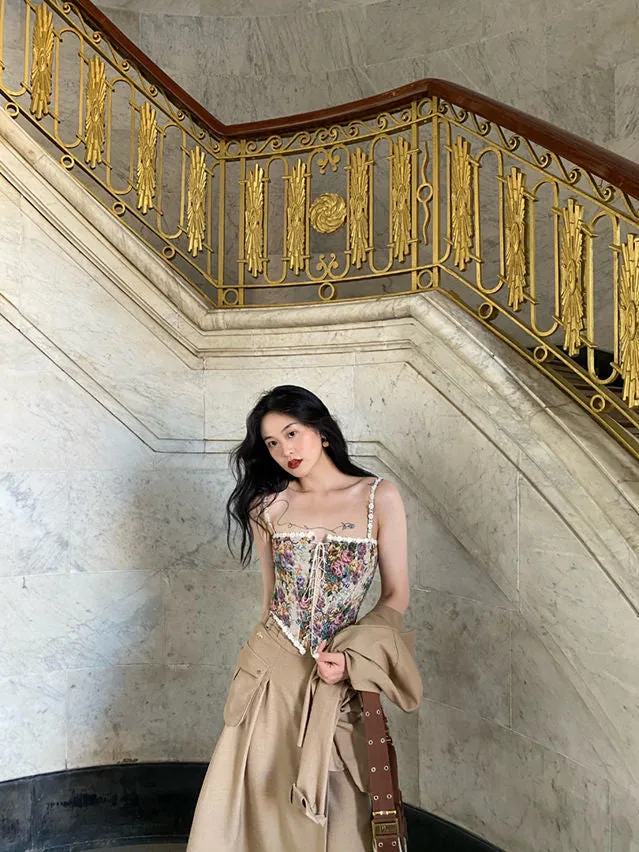 Renaissance Floral Stylish Croset Top