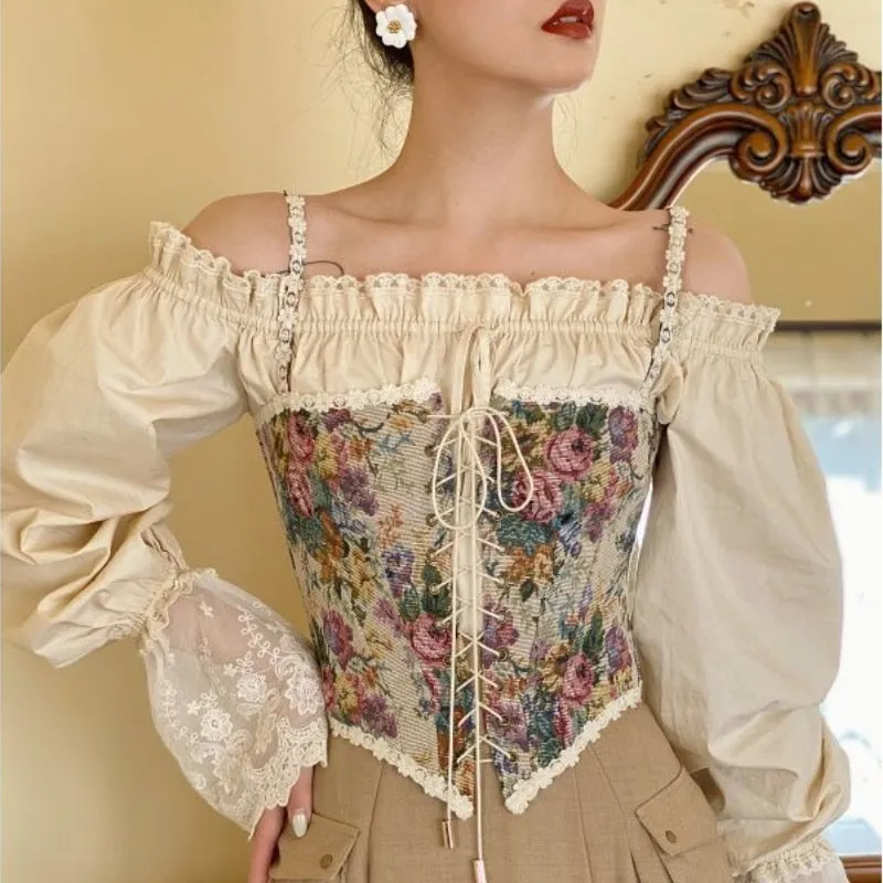 Renaissance Floral Stylish Croset Top