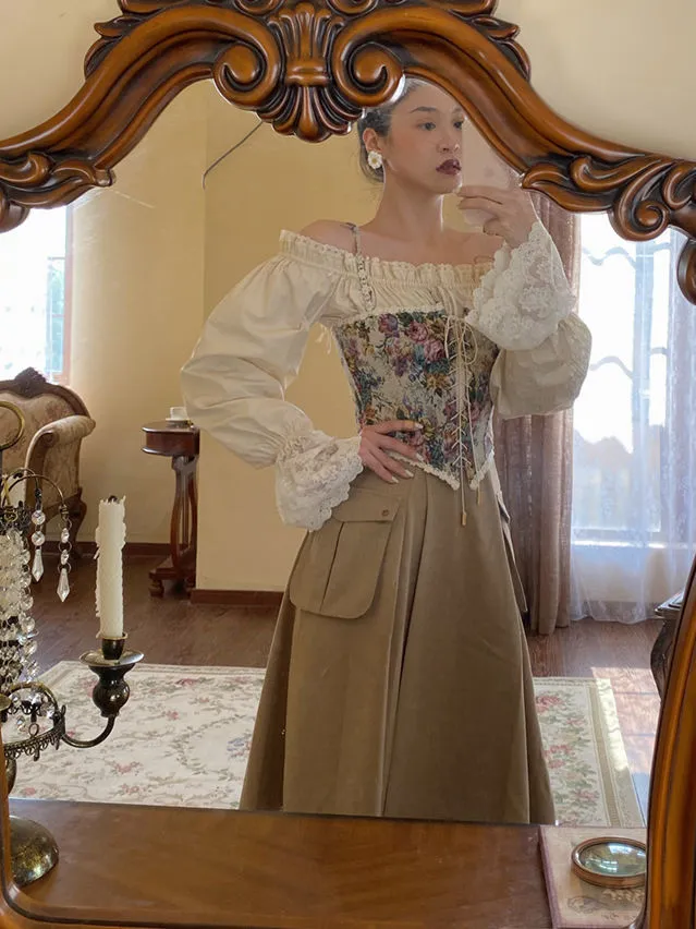 Renaissance Floral Stylish Croset Top