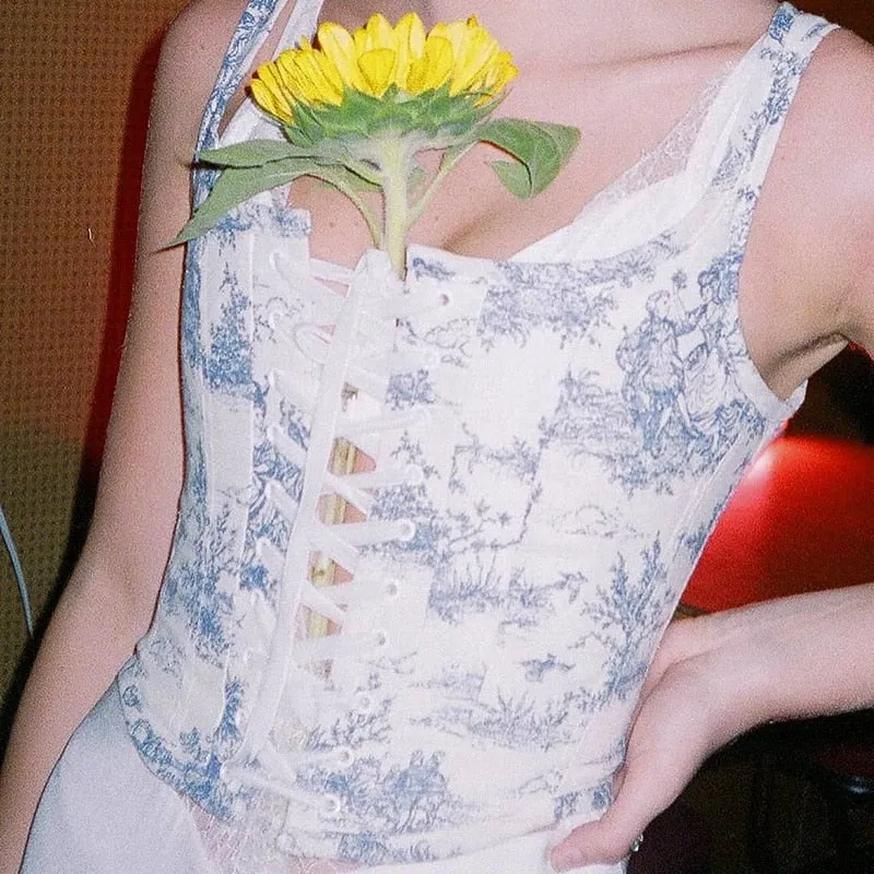 Renaissance Floral Stylish Croset Top