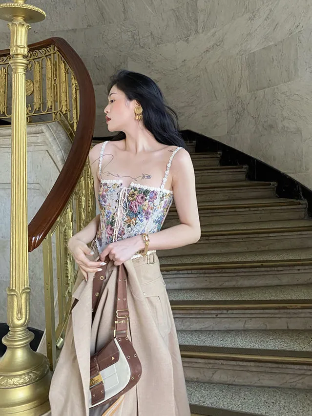 Renaissance Floral Stylish Croset Top