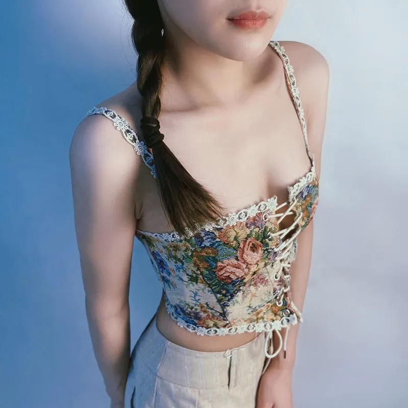 Renaissance Floral Stylish Croset Top