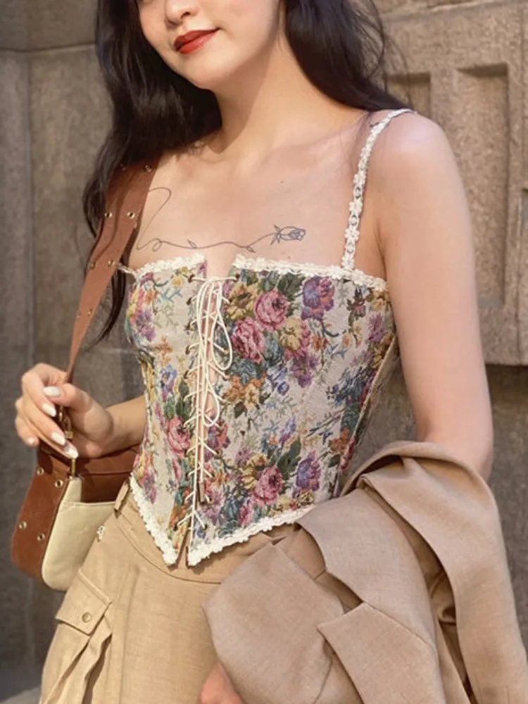 Renaissance Floral Stylish Croset Top