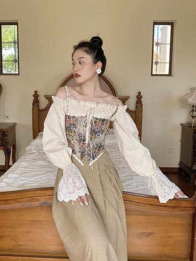Renaissance Floral Stylish Croset Top