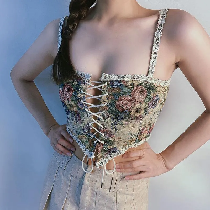 Renaissance Floral Stylish Croset Top