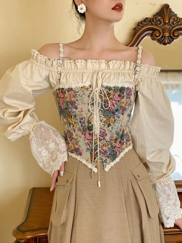 Renaissance Floral Stylish Croset Top
