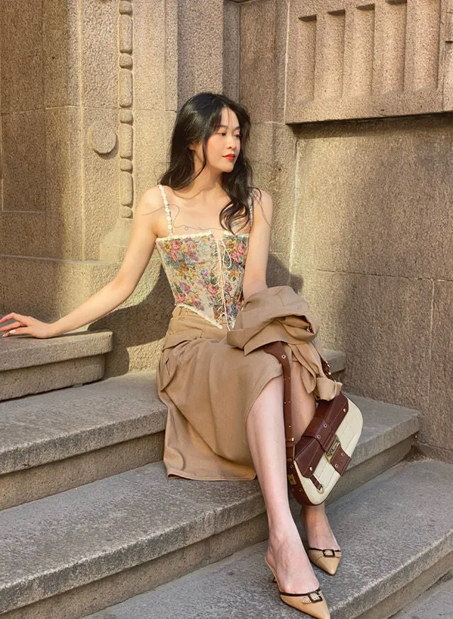 Renaissance Floral Stylish Croset Top