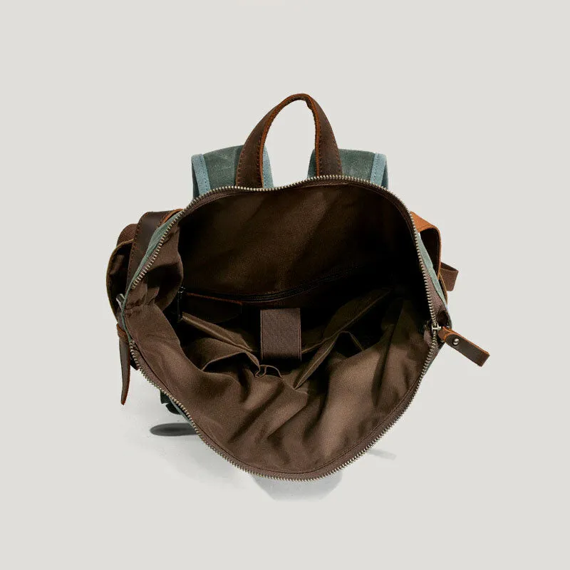 Retro Large Canvas Backpack Multi-Pocket Waterproof Travel Backpack Fit 15.6'' Laptop