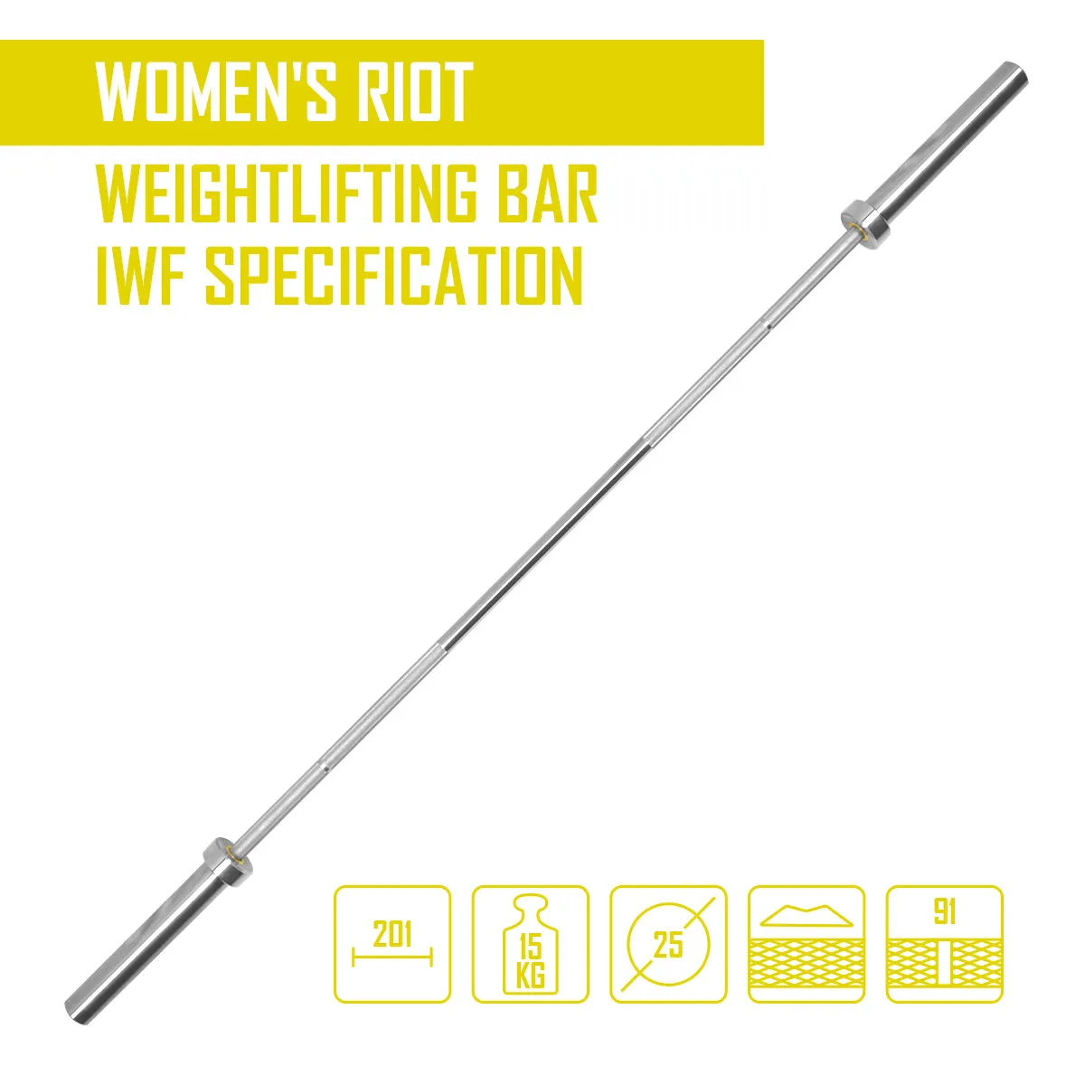 Riot Weightlifting Bar - Women's 15kg, IWF Specification