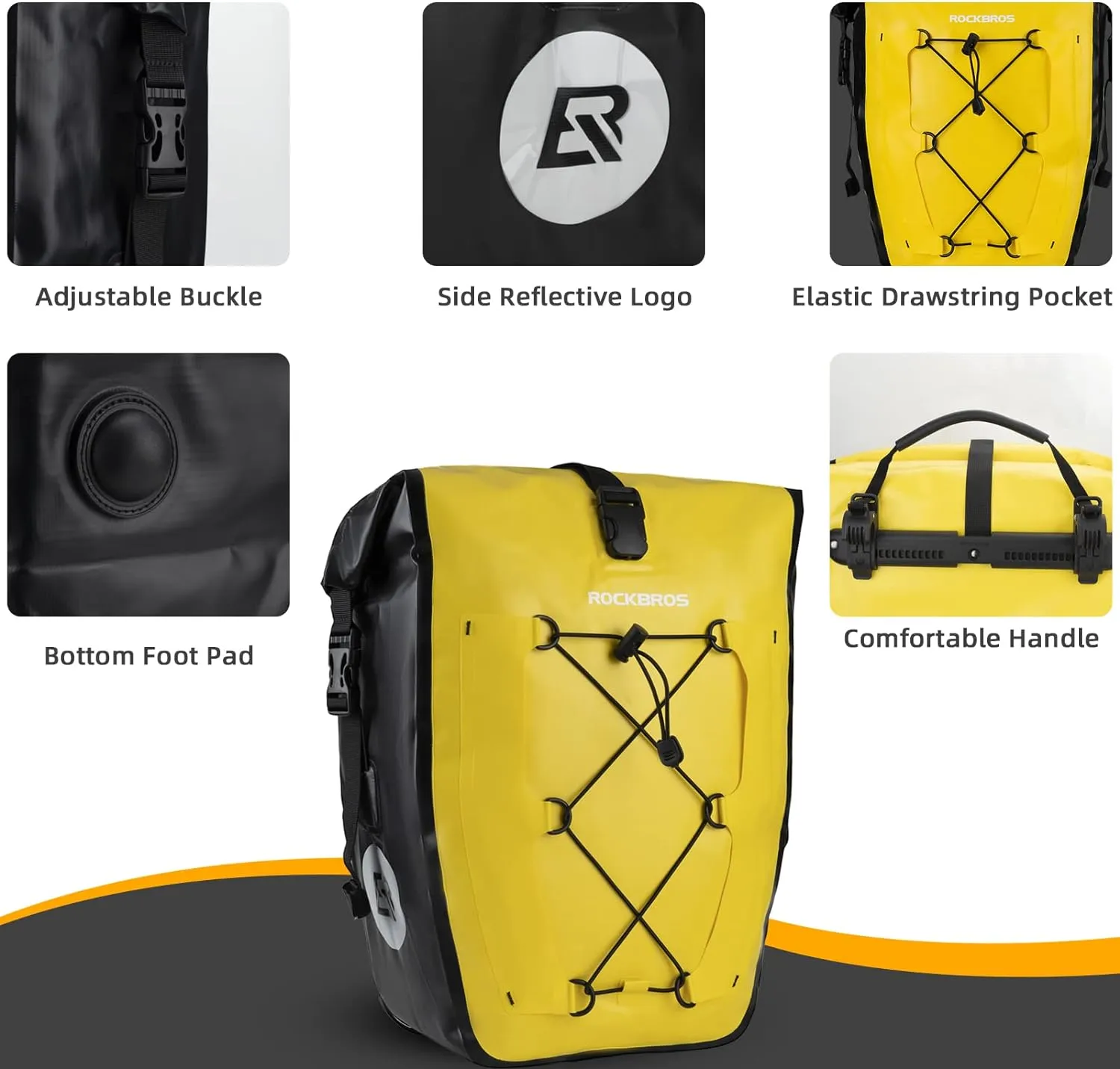 ROCKBROS 32L Waterproof Bike Panniers Durable Spacious Easy to Install