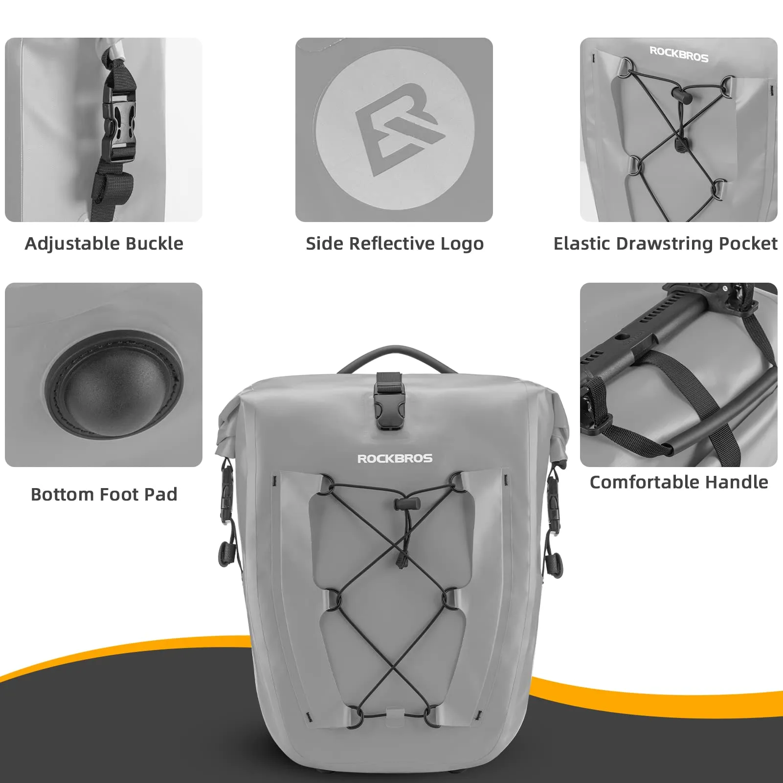 ROCKBROS 32L Waterproof Bike Panniers Durable Spacious Easy to Install