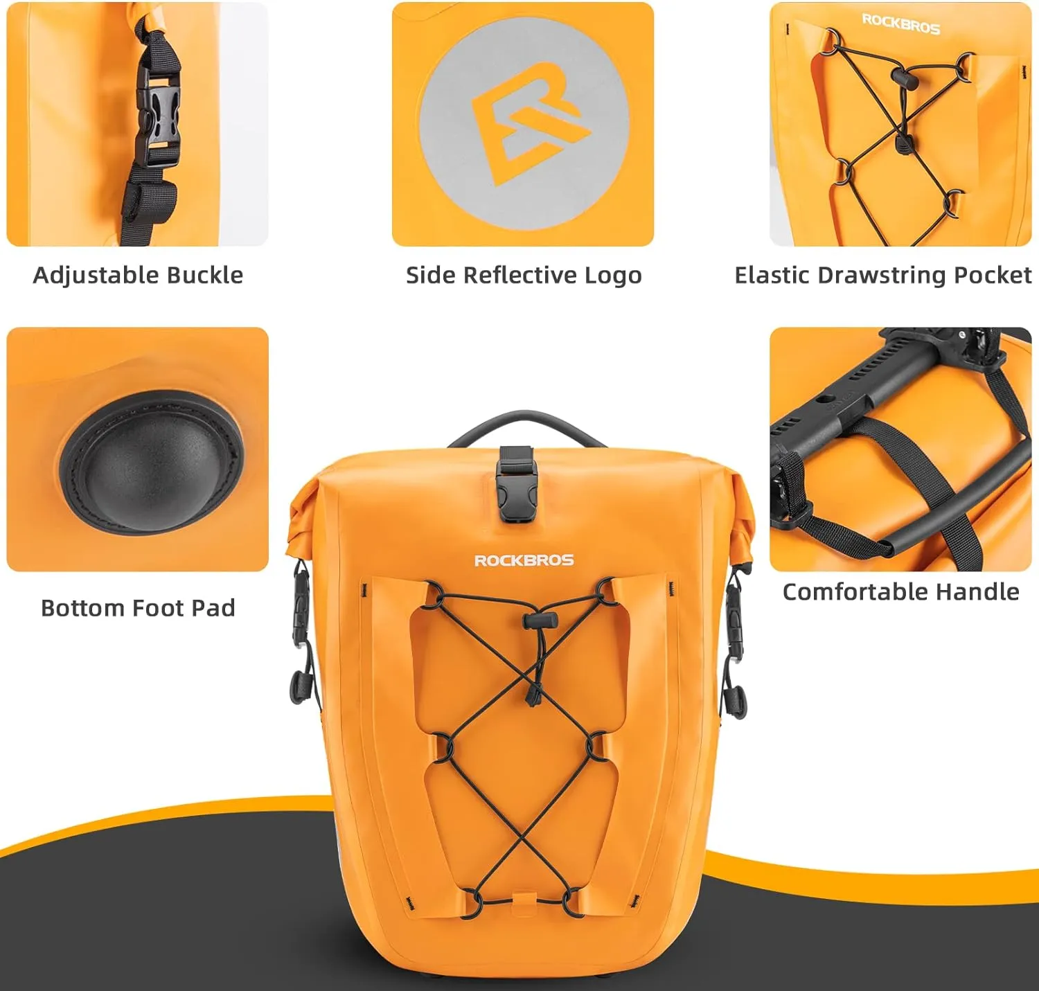 ROCKBROS 32L Waterproof Bike Panniers Durable Spacious Easy to Install