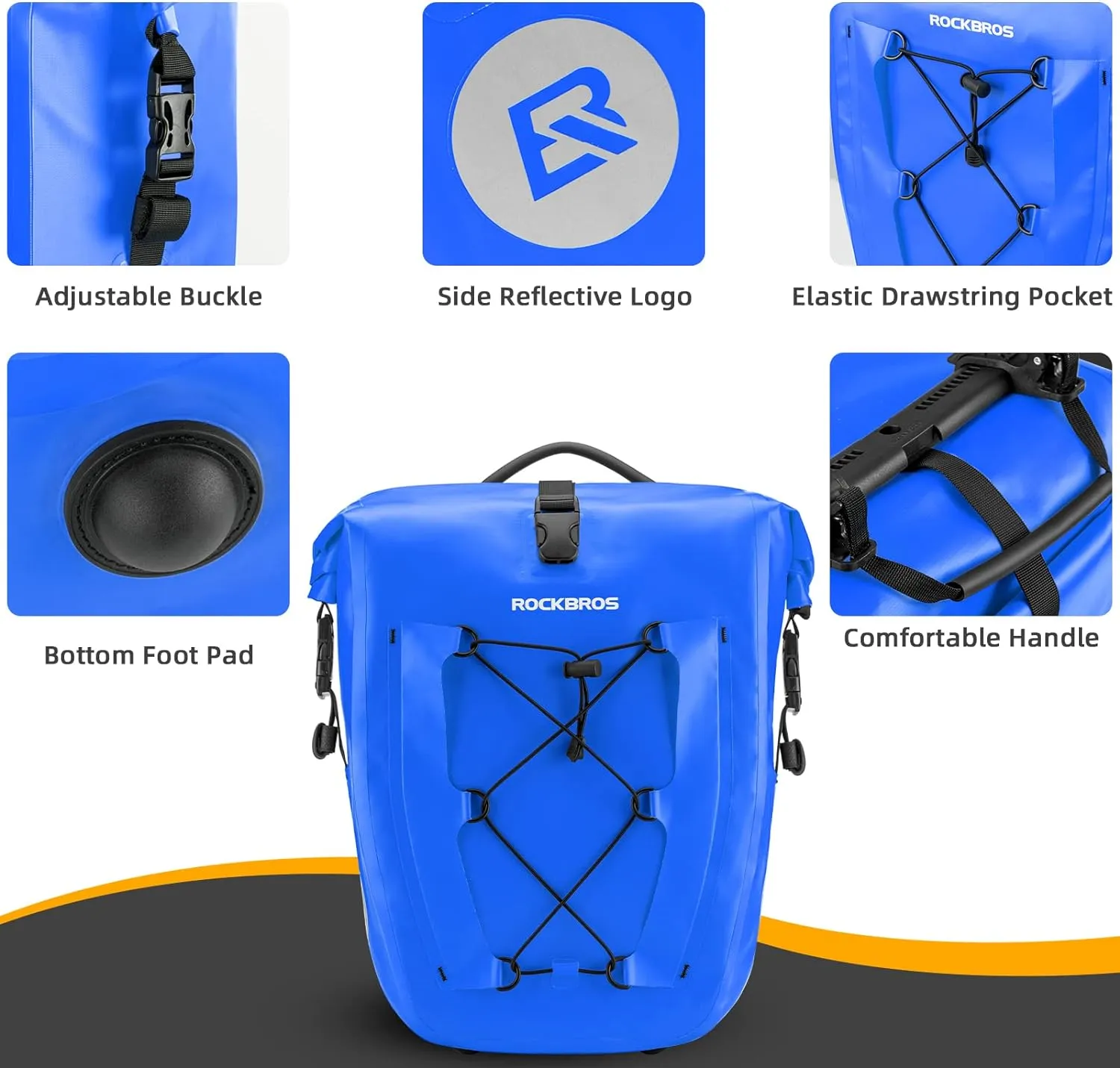 ROCKBROS 32L Waterproof Bike Panniers Durable Spacious Easy to Install